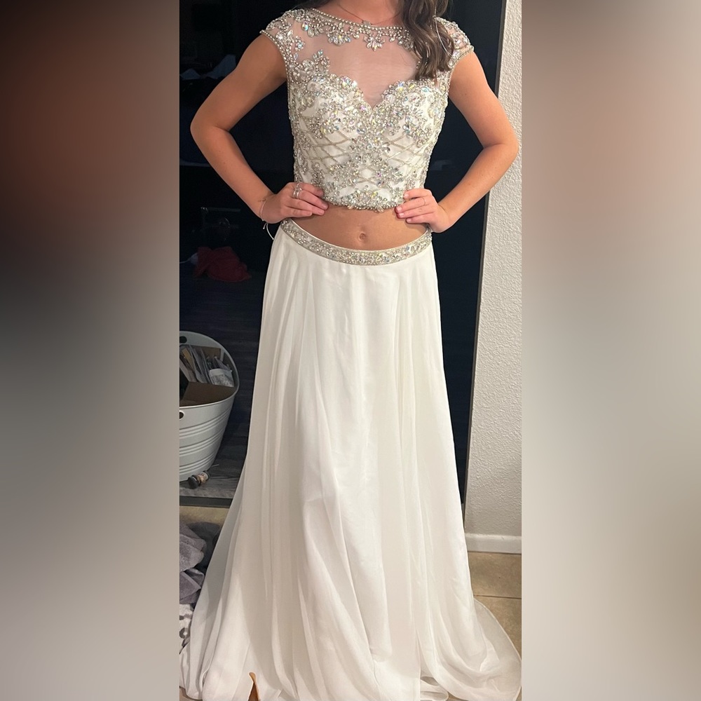 Tony Bowls, white, two-piece prom/pageant, size 6
